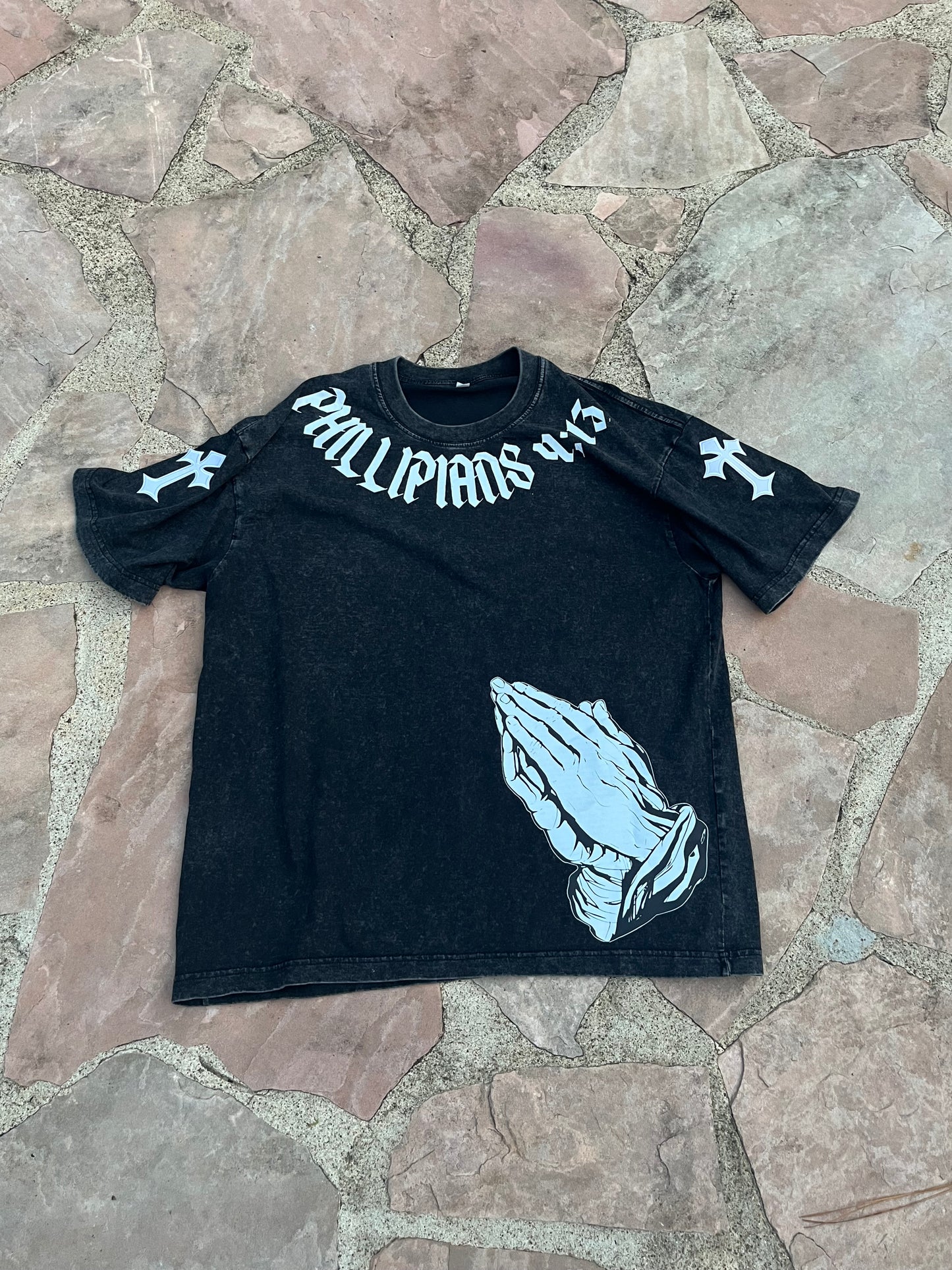 001  BLACK OVERSIZED WASHED TEE FRONT